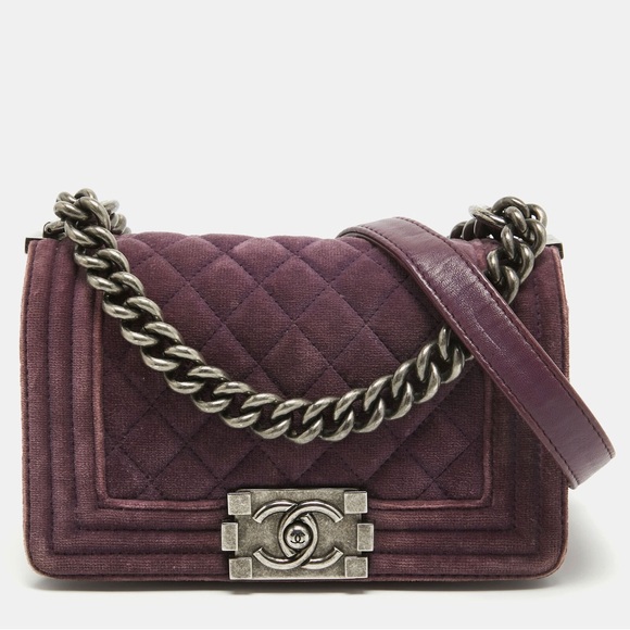Chanel Purple Velvet Small Boy Bag - Picture 3 of 4